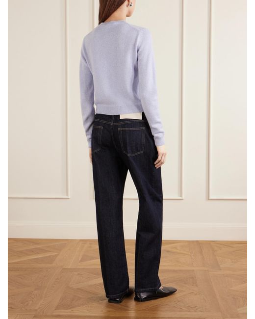 Jil Sander Blue Cropped Wool And Cashmere-Blend Sweater