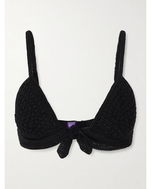 Ralph Lauren Black Crocheted Silk Triangle Bra
