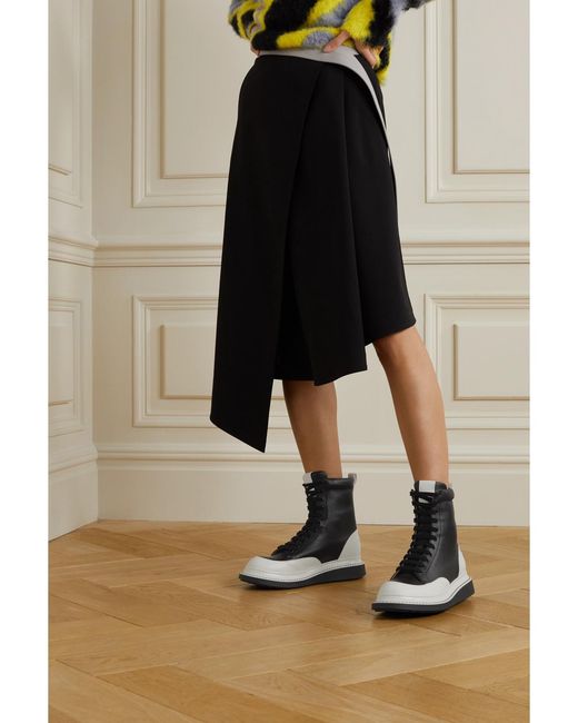 Loewe Black Two-Tone Leather Combat Boots