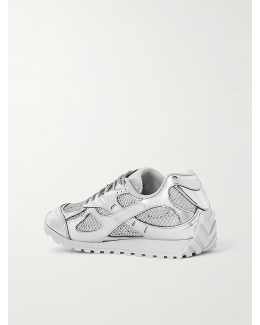 Bottega Veneta Orbit Metallic Rubber, Mesh And Fishnet Sneakers