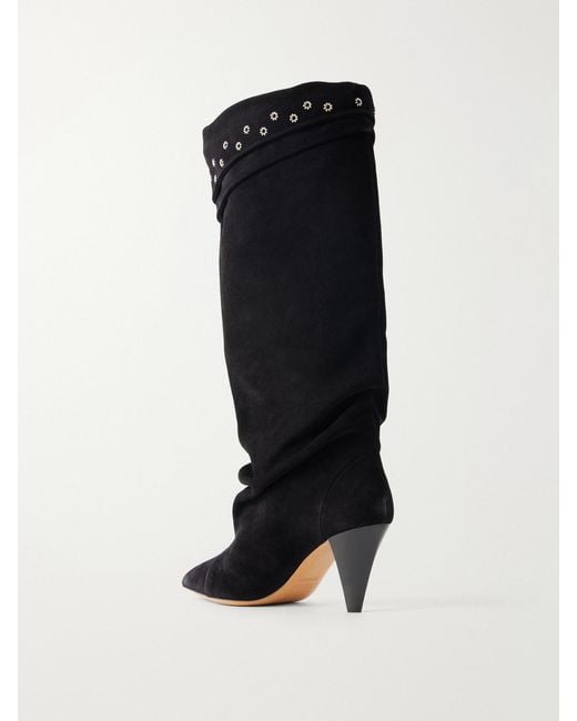 Isabel Marant Black Lezra Embellished Suede Ankle Boots