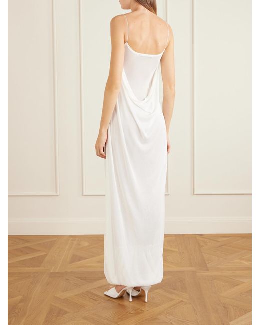 Jacquemus White The Plumetis Knitted Maxi Dress