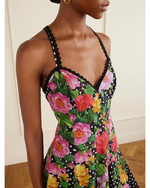 Charo Ruiz Red Rosela Floral-Print Cotton-Blend Mini Dress