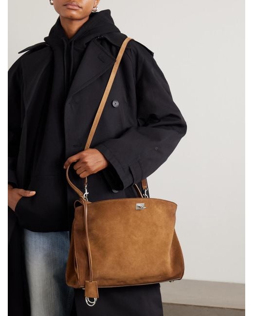 Balenciaga Brown Rodeo Mittelgroße Schultertasche Aus Veloursleder