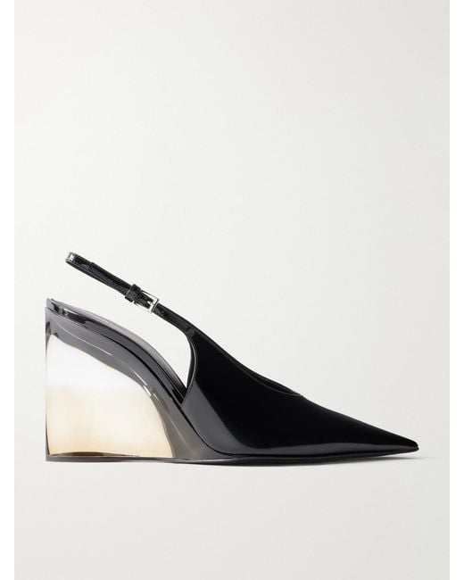 Alaïa Natural 110 Patent-Leather Wedge Pumps