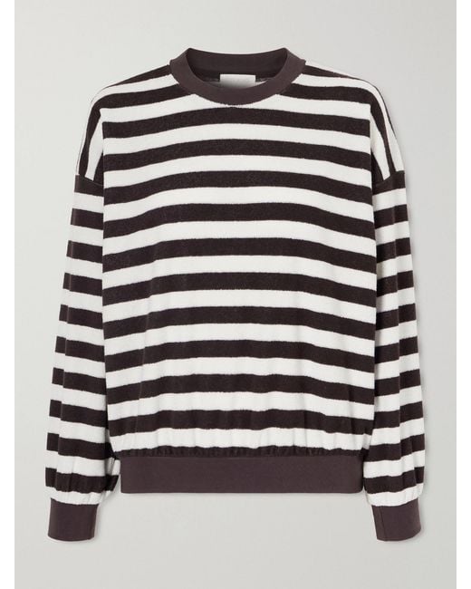 Suzie Kondi Black Sifnos Striped Cotton-Blend Terry Sweatshirt
