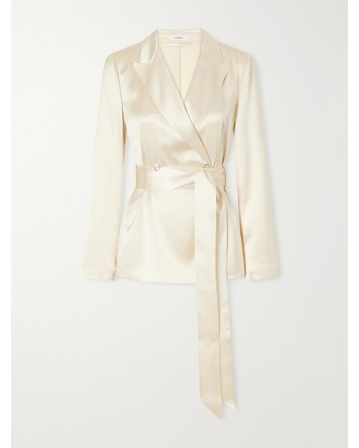 Joseph Natural Archer Belted Silk-Satin Jacket