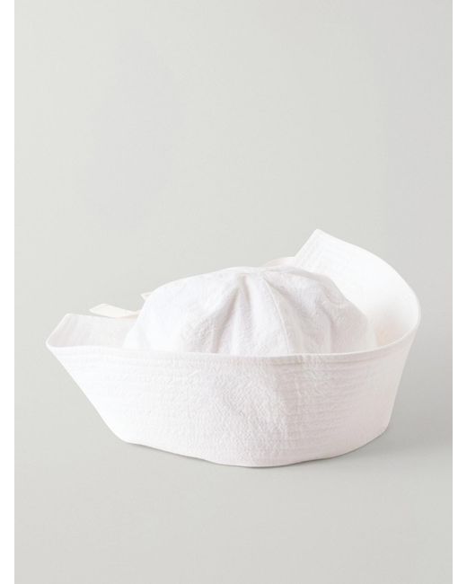 Les Vacances d'Irina White Sailor Grosgrain-Trimmed Cotton Sailor Hat