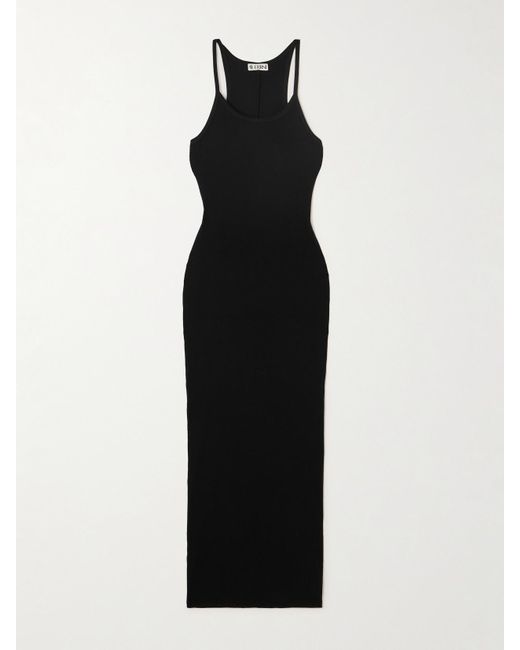 ÉTERNE Black Tank Maxikleid Aus Geripptem Stretch-Jersey