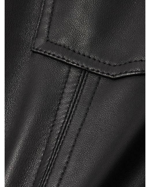 Rabanne Black Leather Straight-Leg Pants