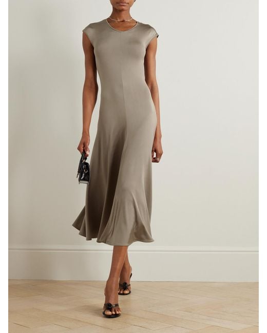 Magda Butrym Natural Pleated Stretch-Jersey Midi Dress