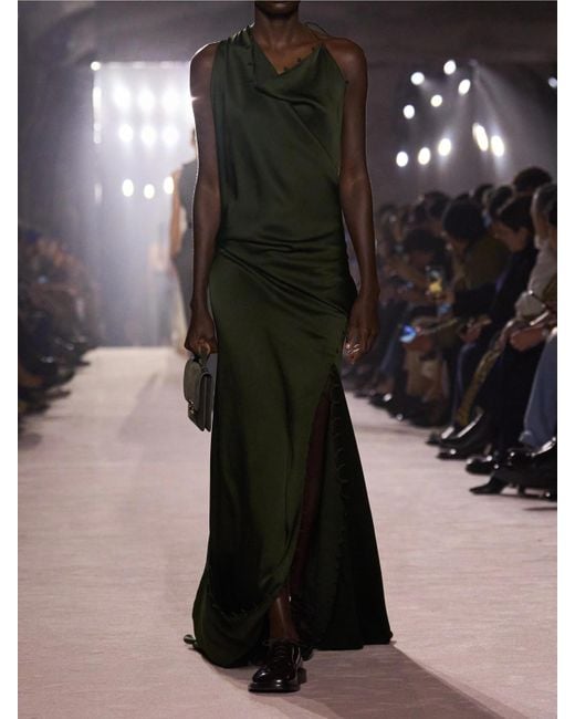 Victoria Beckham Green Rouleaux Draped Satin Gown