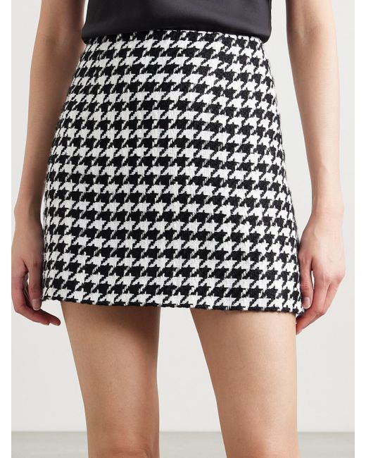 Carolina Herrera Black Minirock Aus Tweed Mit Hahnentrittmuster
