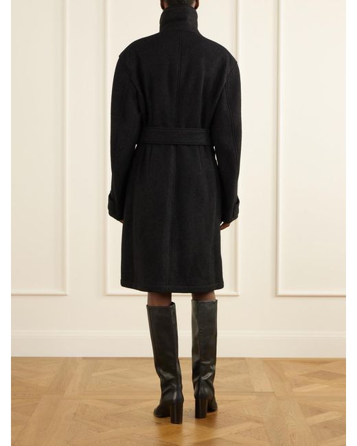 Lemaire Blue Belted Alpaca And Wool-Blend Felt Coat