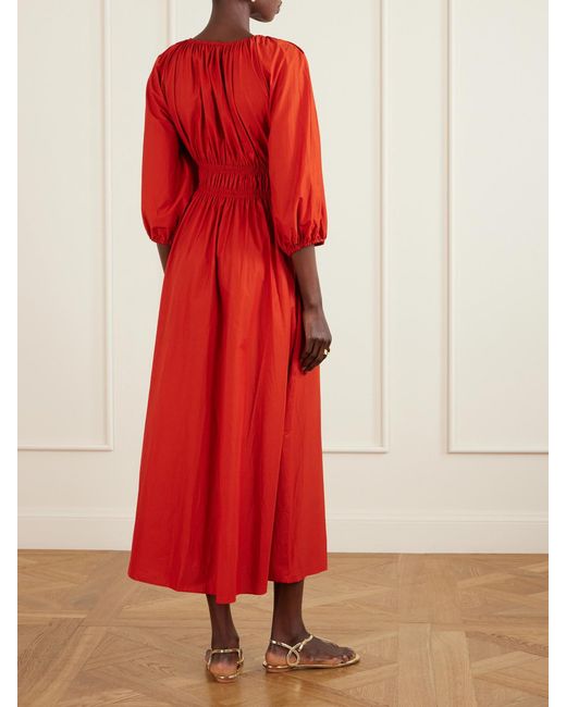 Matteau Shirred Organic Cotton-Poplin Maxi Dress