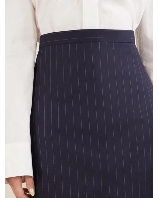 Givenchy Blue Striped Wool Midi Skirt