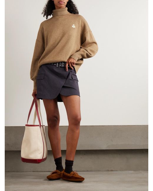 Isabel Marant Natural Nasha Rollkragenpullover Aus Einer Baumwoll-Wollmischung Mit Stickerei