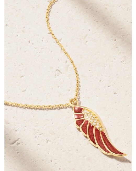 Garrard Natural Wings 18-Karat, Diamond And Enamel Necklace