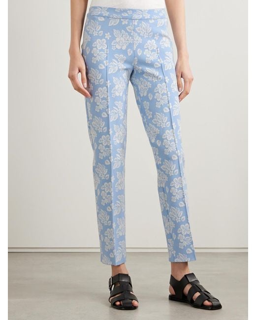 High Sport Blue Louis Hose Mit Verkürztem, Geradem Bein Aus Jacquard Mit Blumenmuster