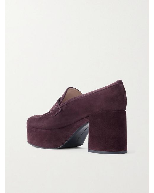 Gianvito Rossi Purple Jenna 75 Suede Platform Pumps