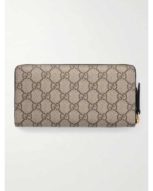 Gucci Black Petite Marmont Textured Leather-Trimmed Printed Coated-Canvas Wallet