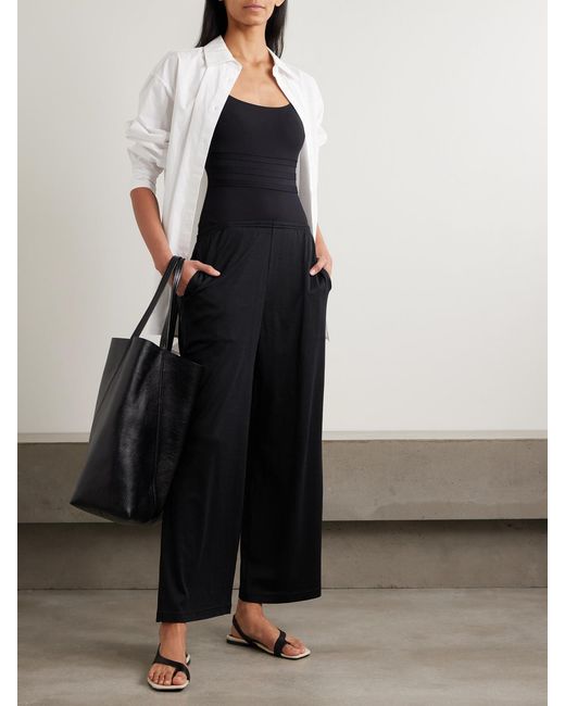 Totême  Black Silk And Organic Cotton-Blend Jersey Pants