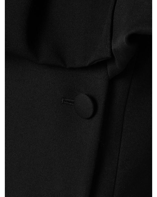 LIBEROWE Black Bombardo Double-Breasted Pleated Ruffled Wool-Twill Coat