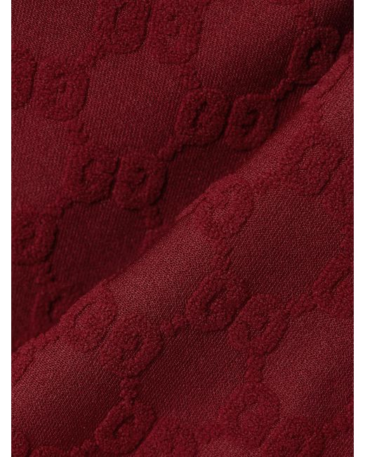 Gucci Red Lido Terry-Jacquard Swimsuit