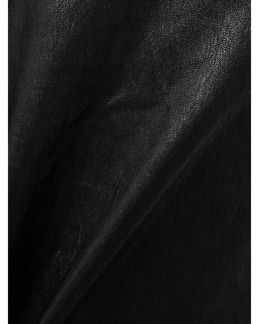 FRAME Black Crinkled Cropped High-Rise Wide-Leg Leather Pants