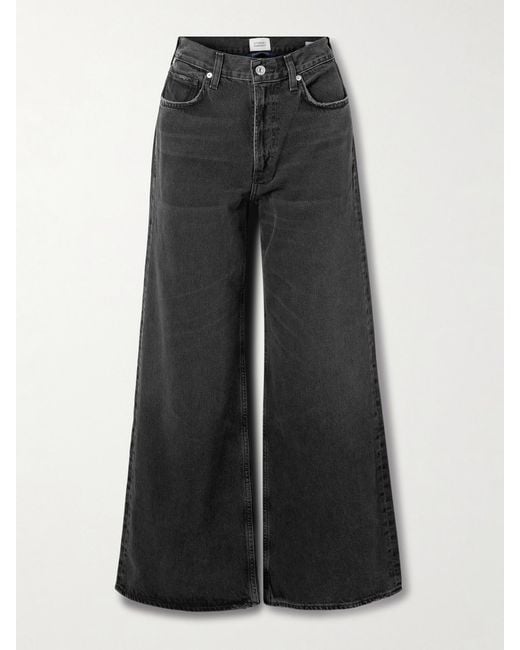 Citizens of Humanity Black Paloma Mid-Rise Wide-Leg Jeans