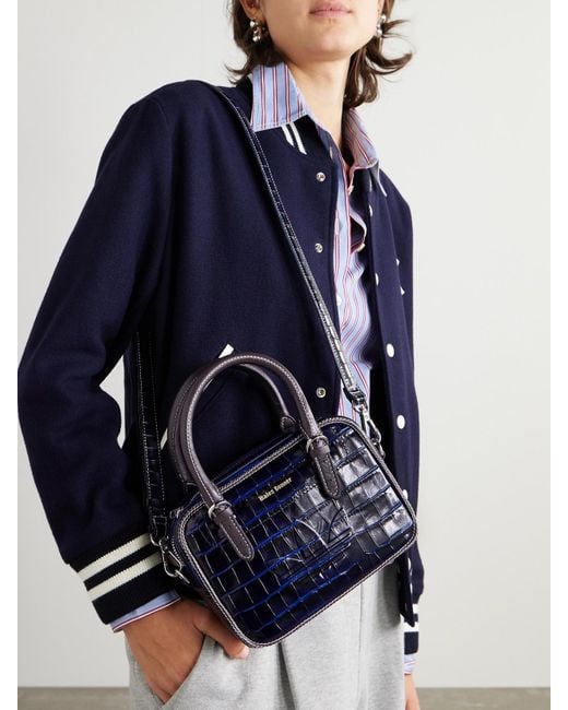 Adidas Originals Blue Wales Bonner Small Embossed Croc-Effect Leather Shoulder Bag
