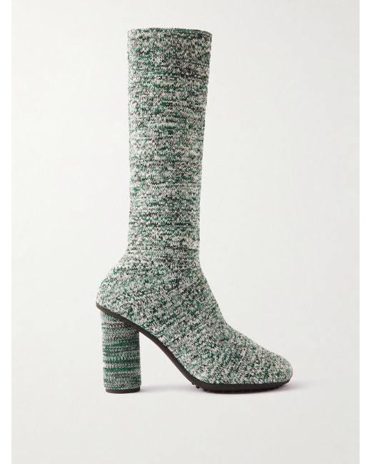 Bottega Veneta Green Atomic Kniehohe Stiefel Aus Rippstrick