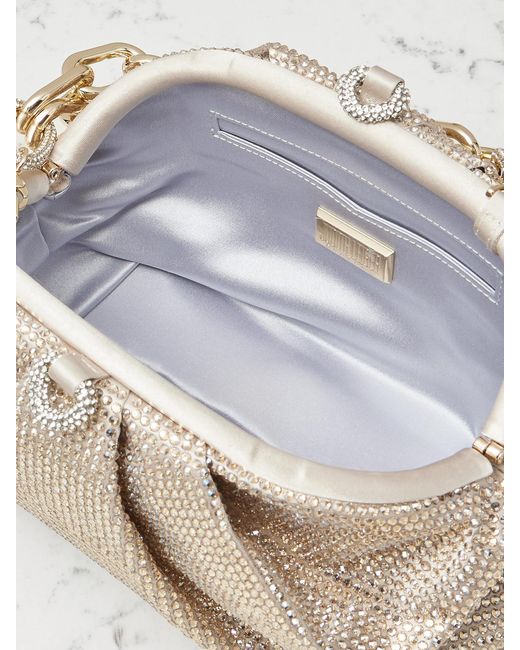Judith Leiber Natural Gemma Crystal-Embellished Satin Clutch