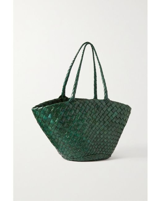Dragon Diffusion Green Egola Woven Leather Tote