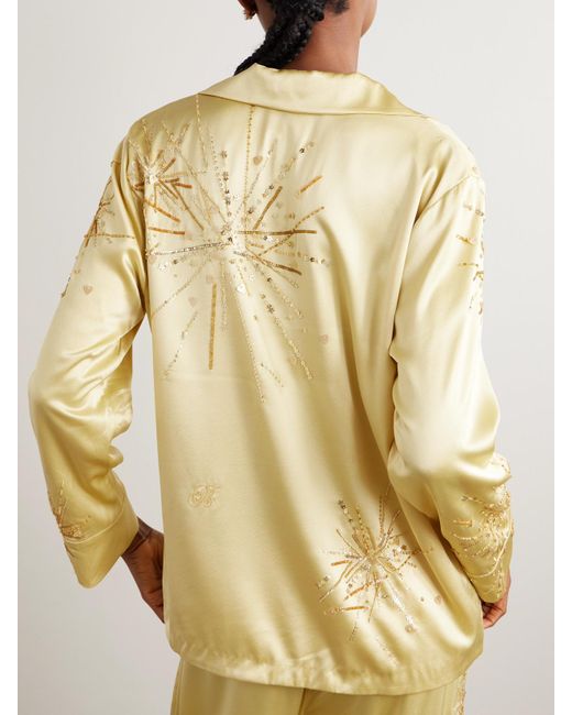 BERNADETTE Metallic Louis Embellished Silk-Blend Satin Shirt