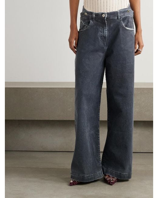 The Attico Blue Boyfriend-Jeans Aus Beschichtetem Denim
