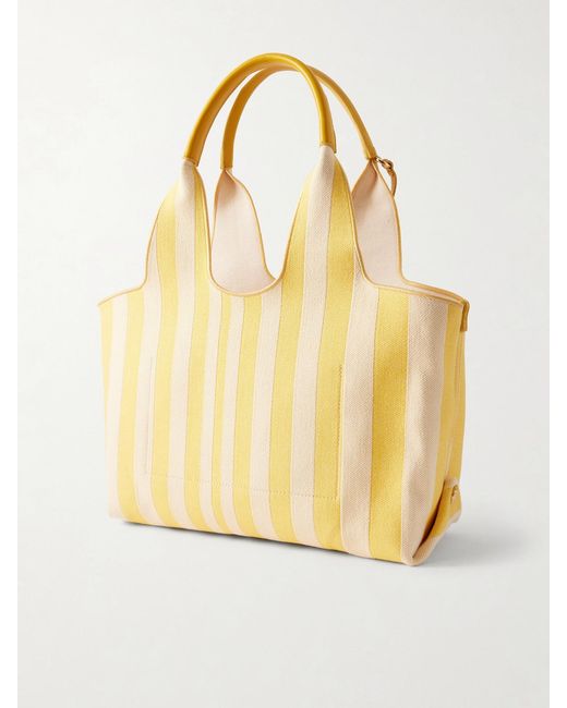 Chloé Yellow Striped Leather-Trimmed Shoulder Bag