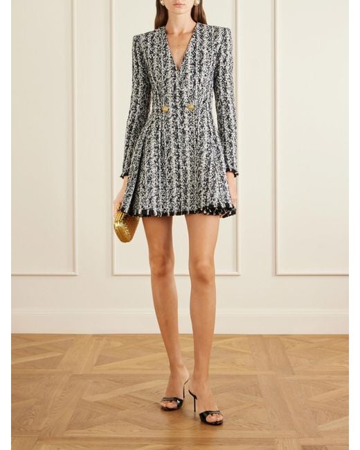 Balmain Black Tweed Mini Dress
