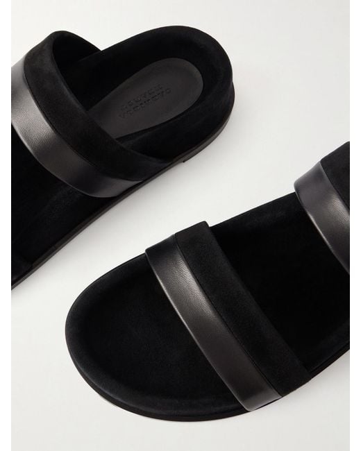 Gabriela Hearst White Low Striker Paneled Suede And Leather Sandals