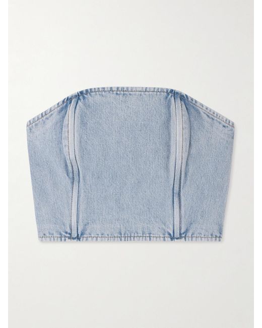 Wardrobe NYC Blue Strapless Denim Top