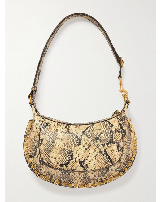 Isabel Marant Metallic Oskan Moon Schultertasche Aus Leder Mit Schlangeneffekt Und Nieten