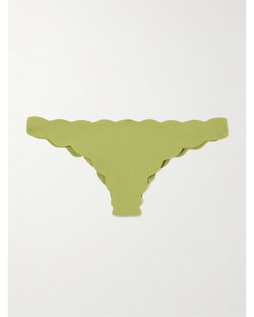 Marysia Swim Yellow North Scalloped Seersucker Bikini Briefs