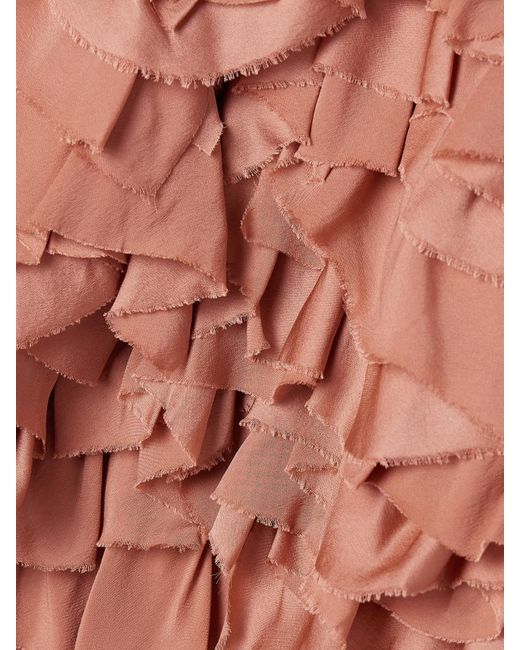 Ulla Johnson Pink Byzantine Open-Back Ruffled Silk-Satin And Chiffon Maxi Dress