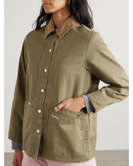Veste En Toile De Coton À Finitions En Velours De Coton Côtelé Sonnie Barbour en coloris Green