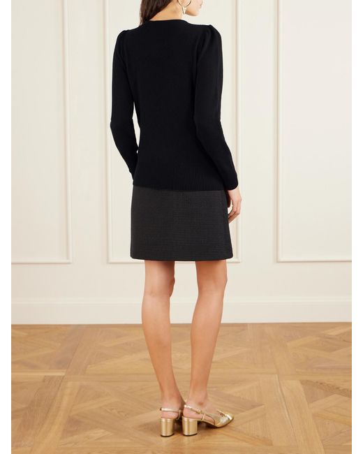 Valentino Garavani Black Bow-Detailed Two-Tone Wool Sweater