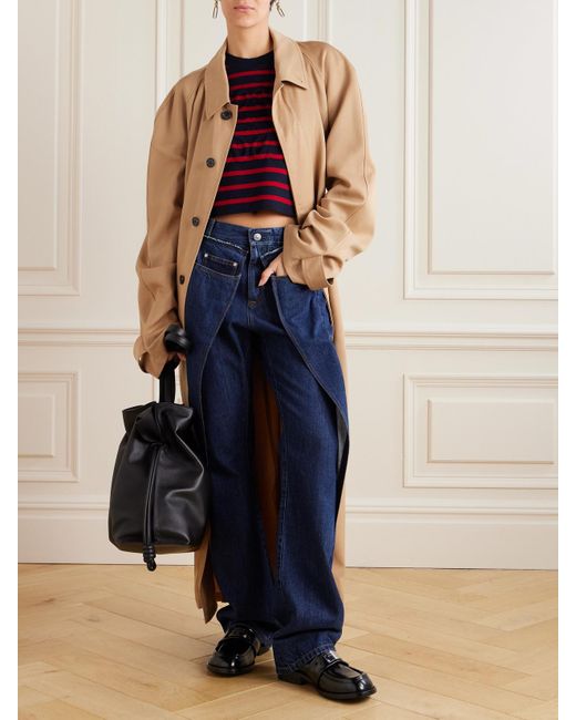 Loewe Red Cropped Oversized Striped Jacquard-Knit Wool-Blend Sweater