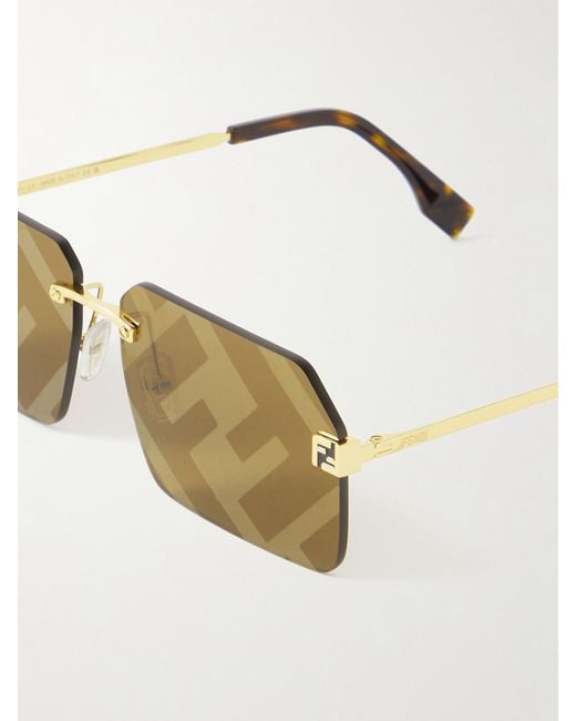 Fendi Natural Fendi Sky Rimless Rectangle-Frame-Tone Sunglasses