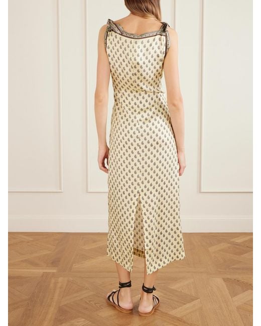 Doen Metallic Amorette Paisley-Print Silk-Blend Twill Midi Dress