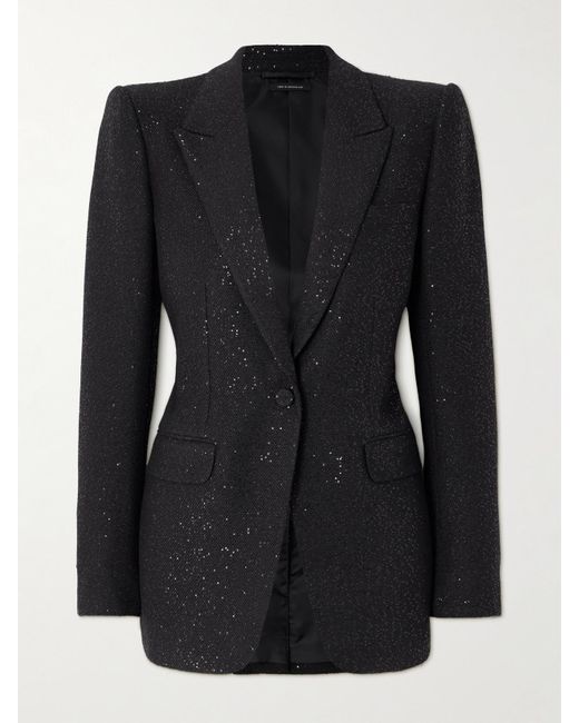 Tom Ford Black Blazer Aus Einer Wollmischung Mit Pailletten