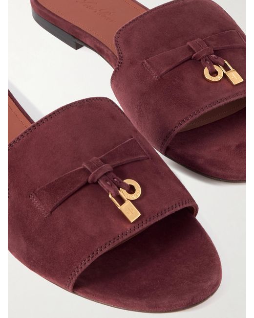 Loro Piana Brown Summer Charms Suede Slides